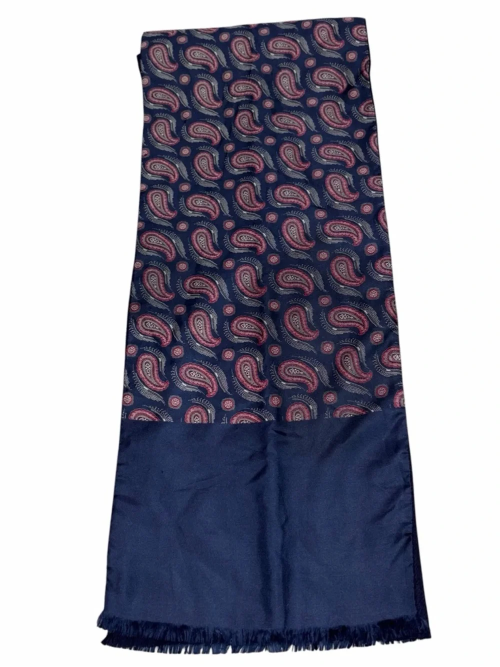 Vintage Christian Dior Navy Blue Paisley Silk & Wool Reversible Scarf Shawl